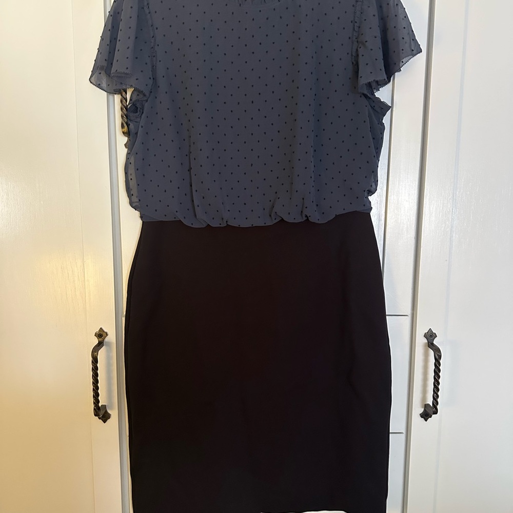LOFT Charcoal Polka Dot Blouse Dress Combo